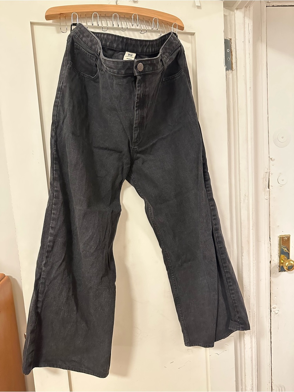 Yik Yak Wide-Leg Flare Jeans in Washed Black